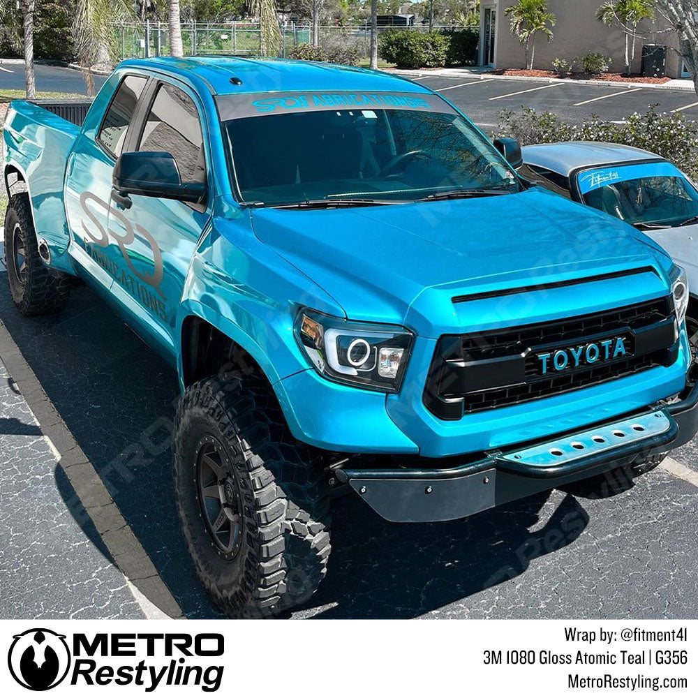 Atomic Teal Chevy Truck Wrap
