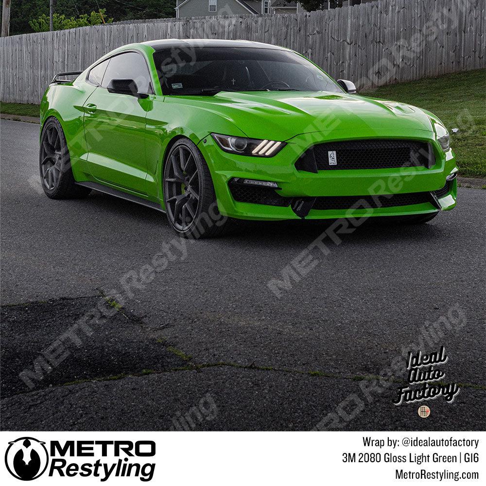Glossy light green mustang wrap