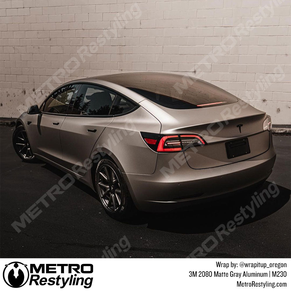 Matte Gray Aluminum Tesla Wrap