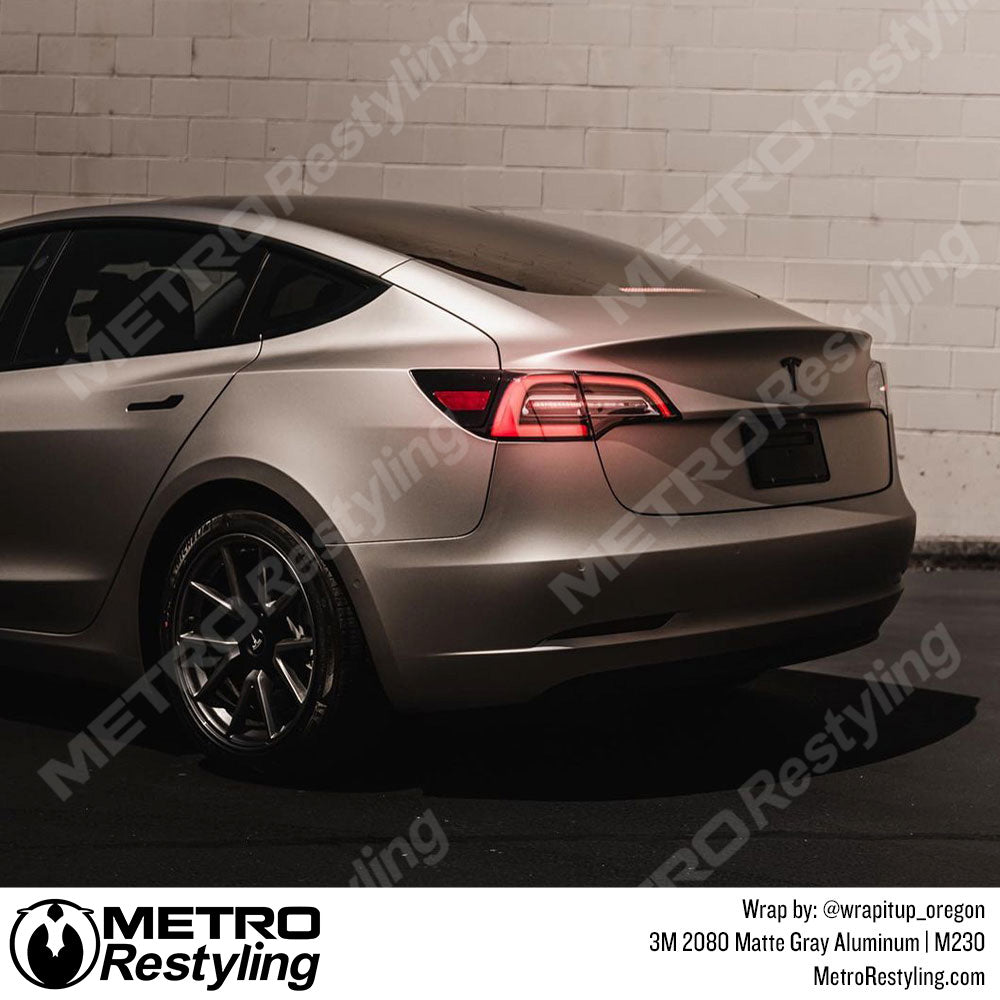 Matte Gray Aluminum Tesla Wrap