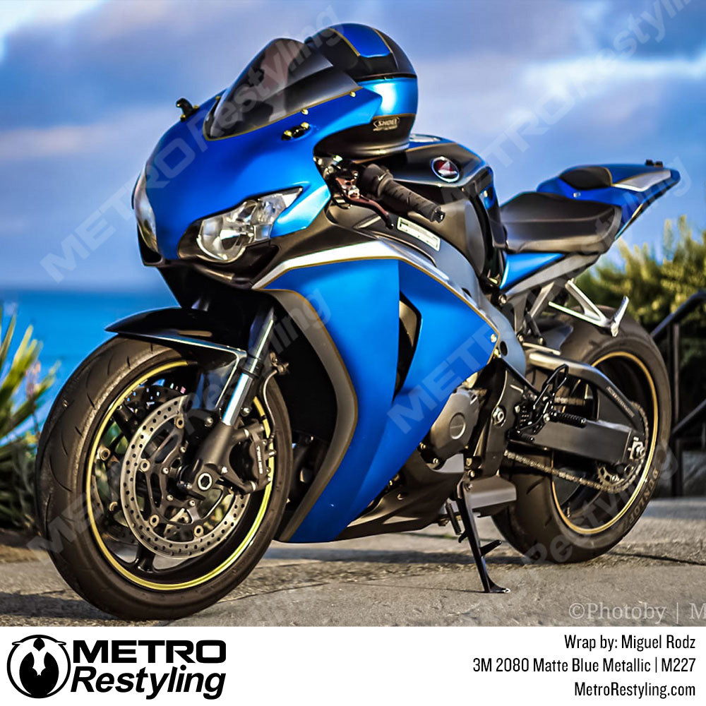 3M 2080 Matte Blue Metallic Motorcycle Wrap