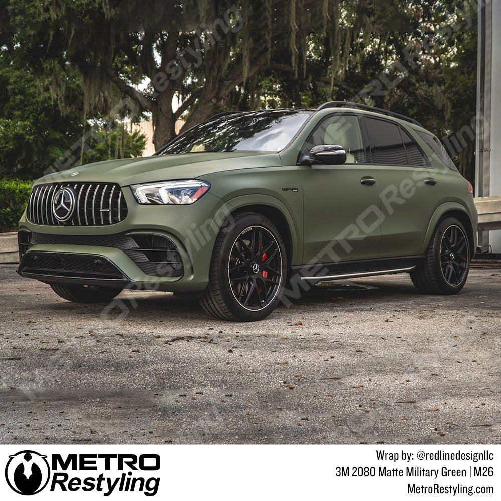 Mercedes Matte Military Green Vinyl Wrap
