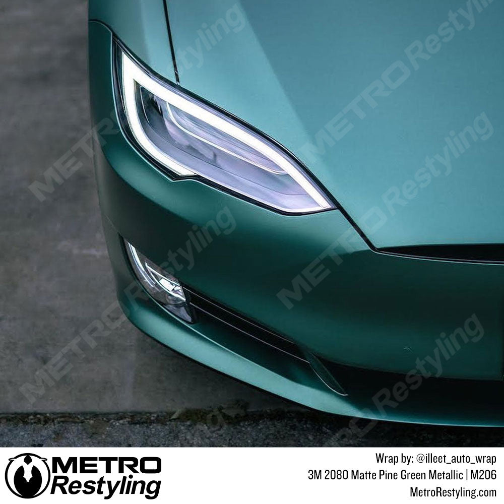 Tesla Matte Pine Green Metallic Vinyl Wrap