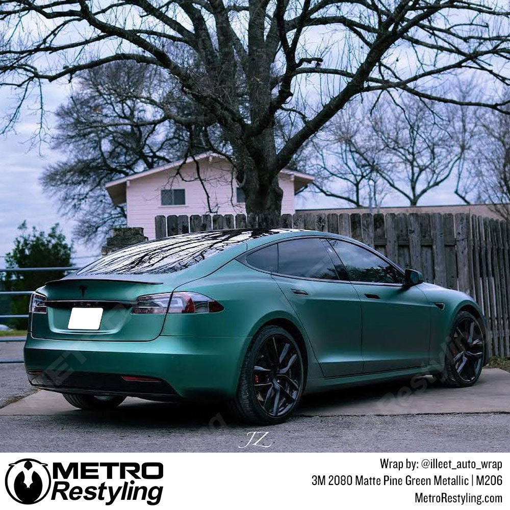 Matte Pine Green Tesla Vinyl Wrap