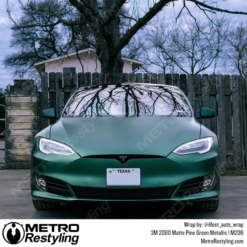 Matte Pine Green Metallic Tesla Wrap