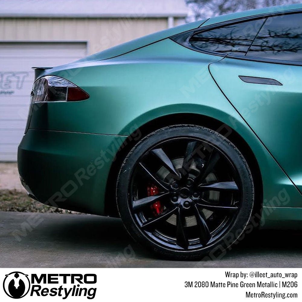 Matte Pine Green Metallic Tesla Wrap