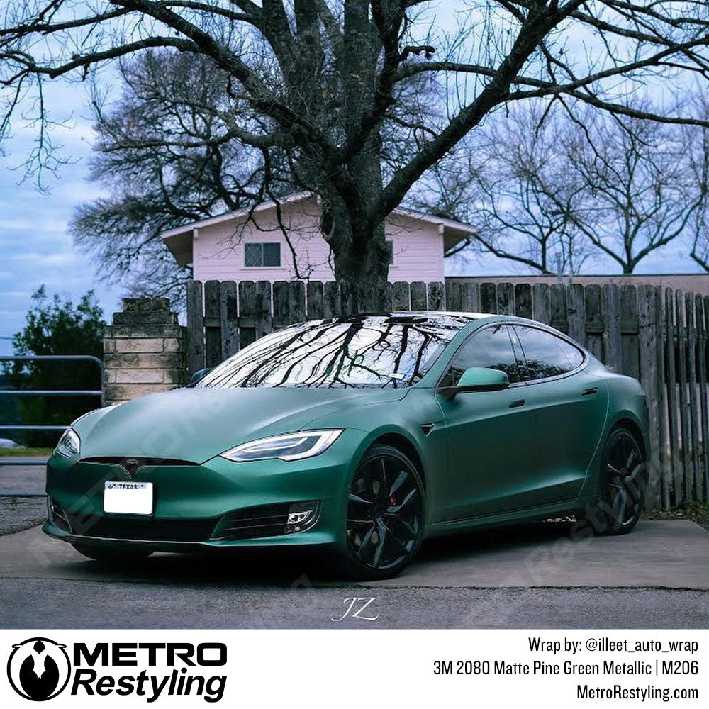 Matte Pine Green Metallic Tesla Wrap