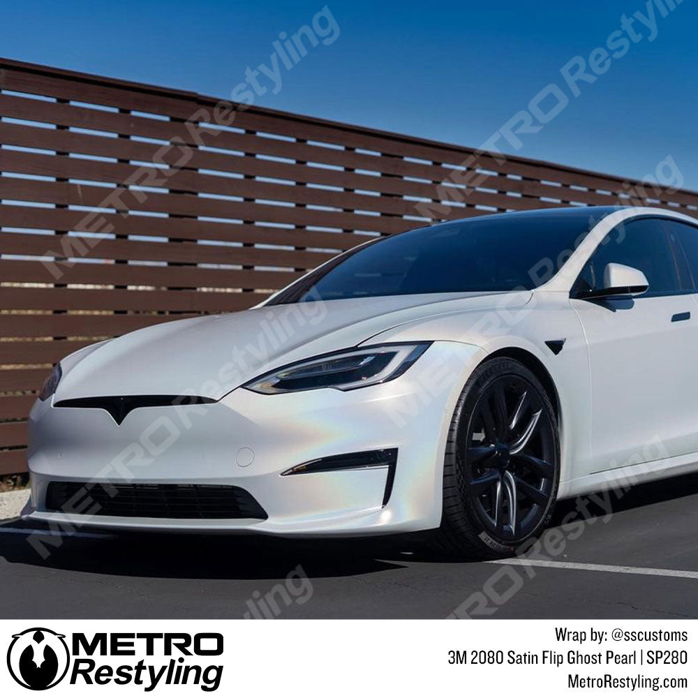 Satin Flip Ghost Tesla Vinyl Wrap