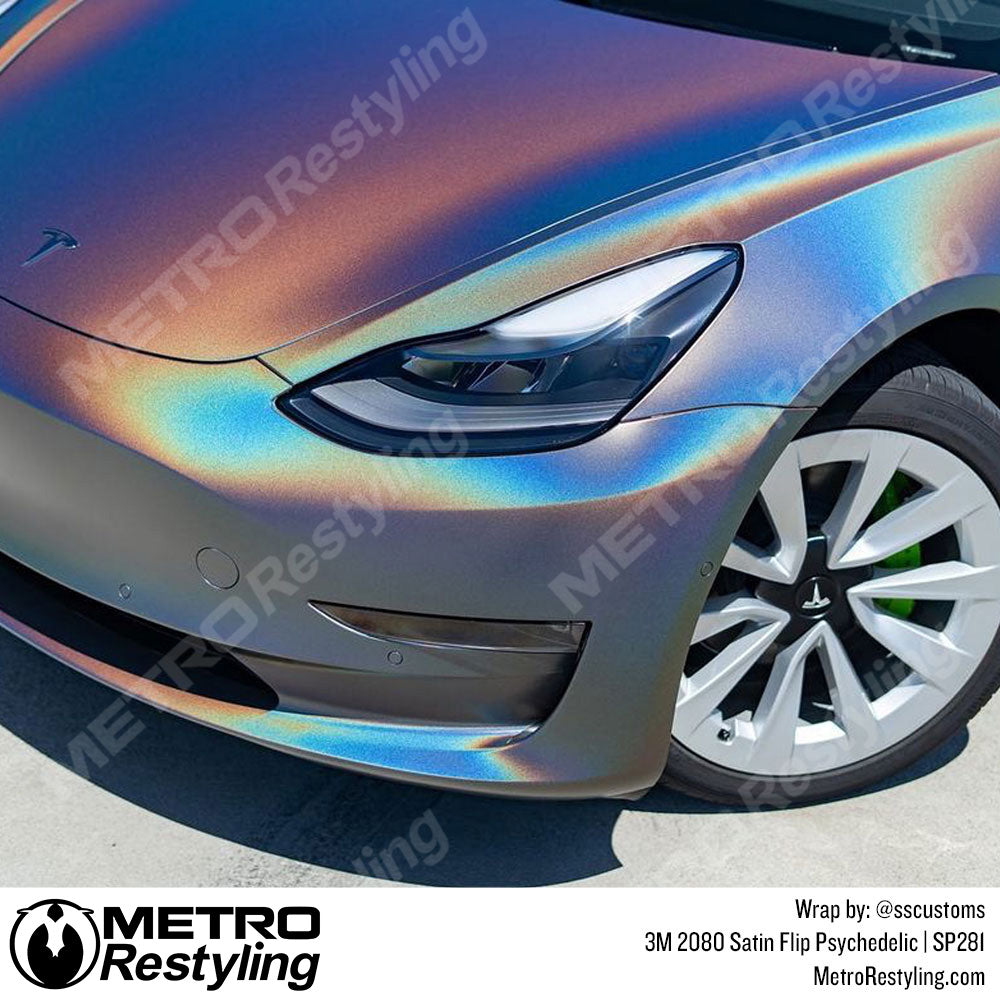 Satin Flip Psychedelic Tesla Wrap