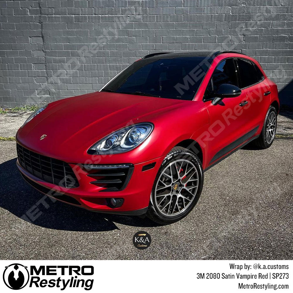Satin Vampire Red Porsche Wrap