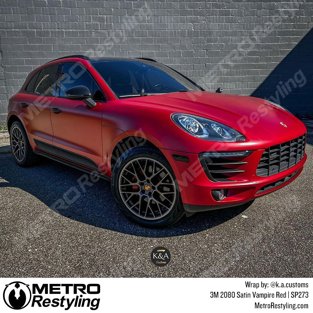 Satin Vampire Red Porsche Wrap