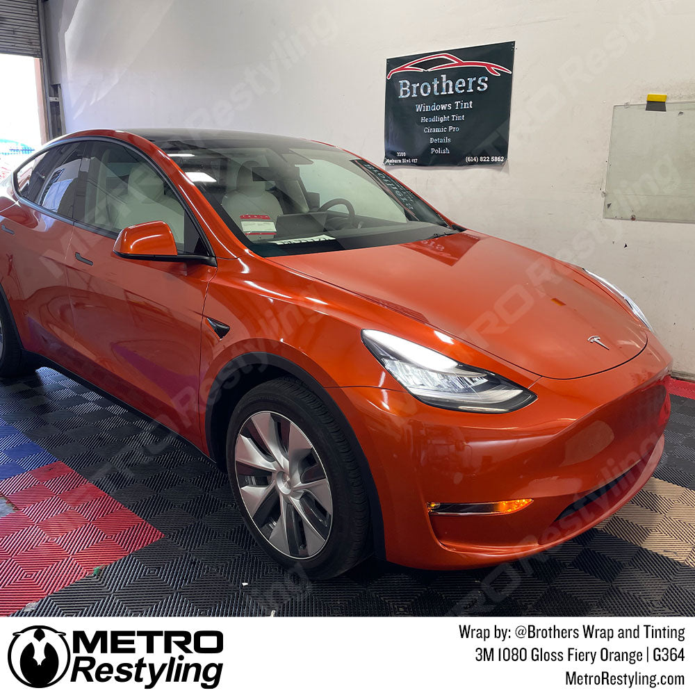 Tesla Bright Orange Vinyl Wrap