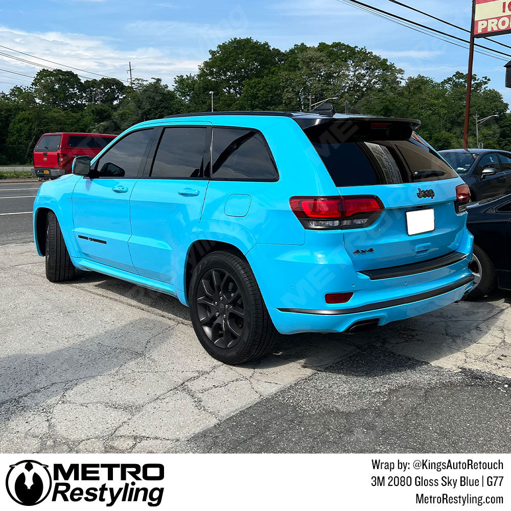 Jeep Wrapped in Light Blue