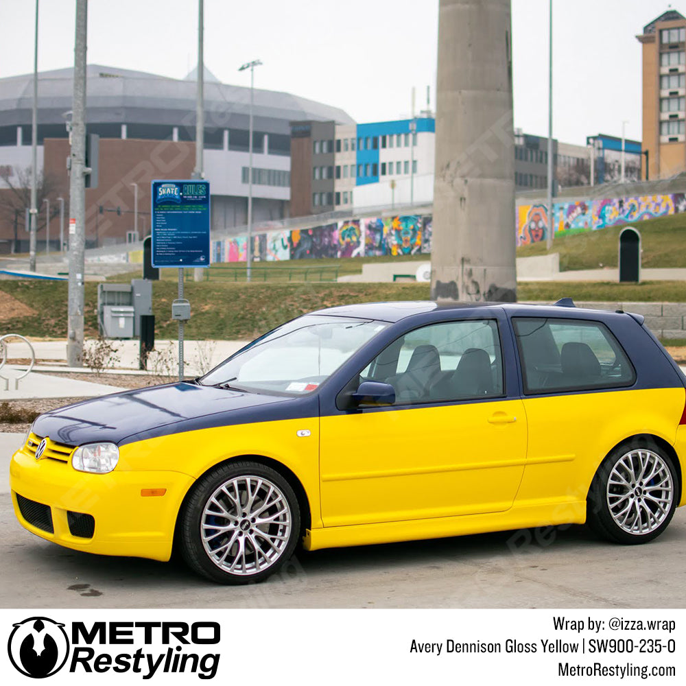 Glossy Yellow Volkswagen R32 Vinyl Wrap