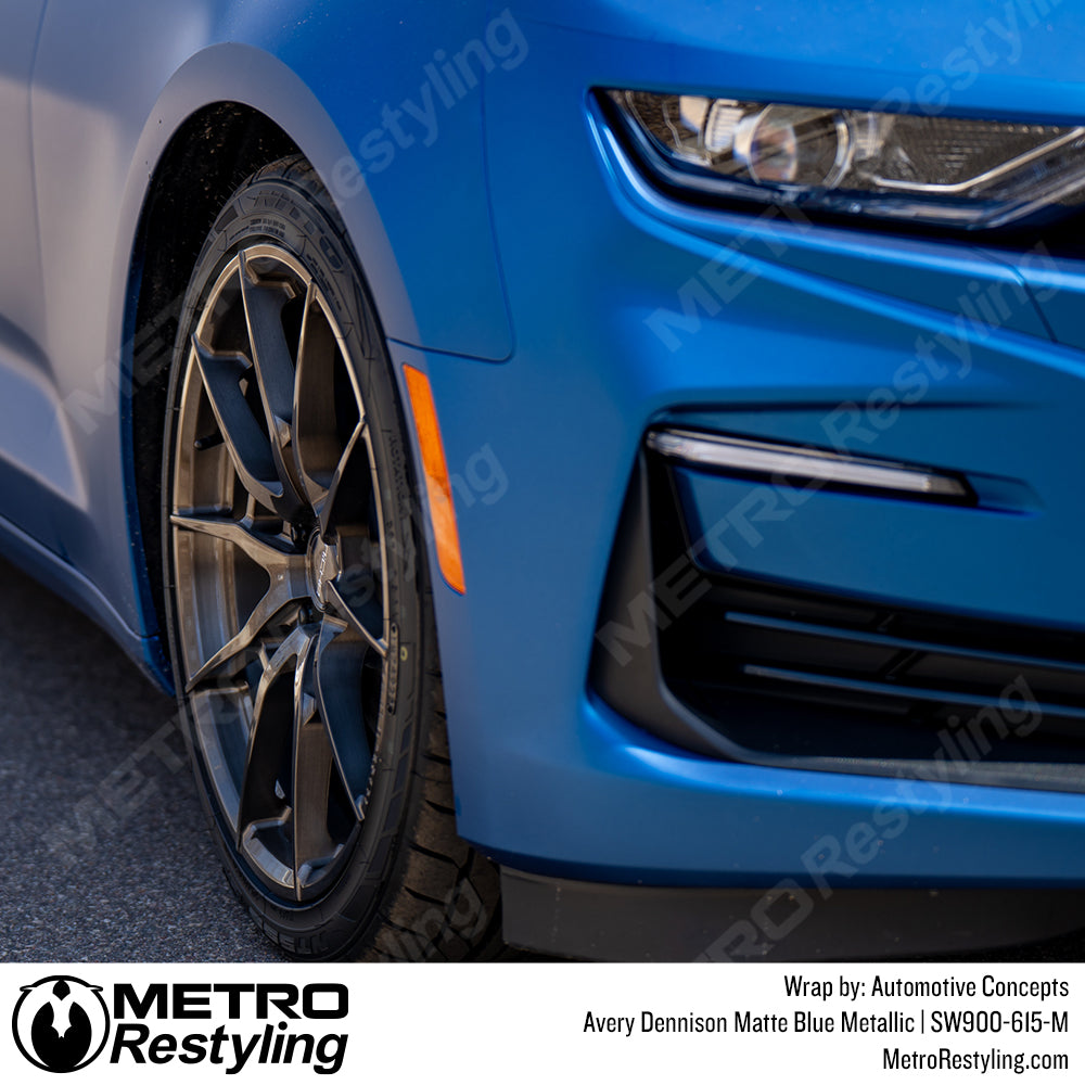 matte blue camaro wrap