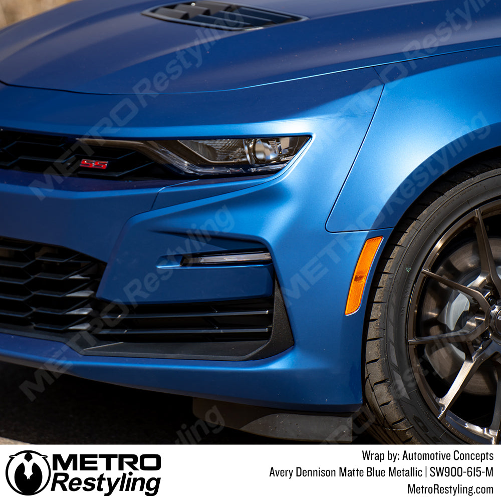blue metallic camaro vinyl wrap