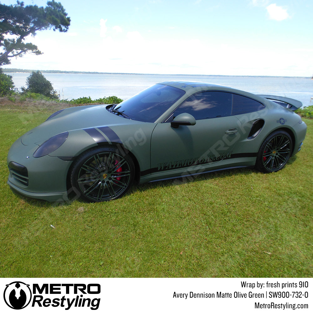 Matte Olive Green Porsche Wrap