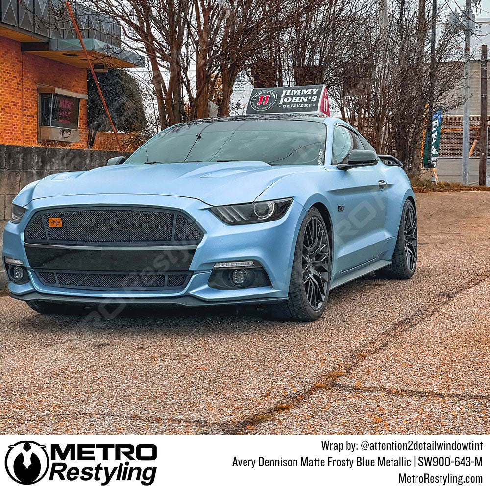 Matte Frosty Blue Metallic Mustang