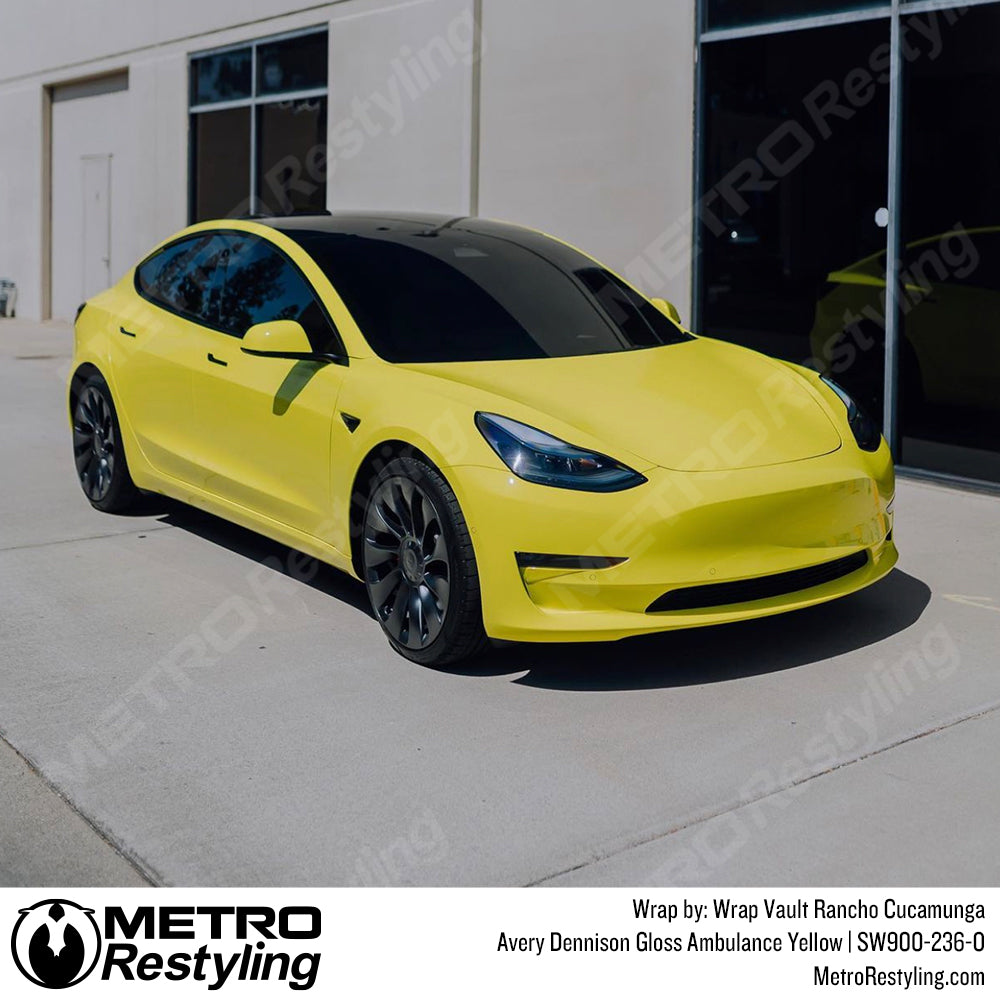 Gloss Yellow Tesla Wrap