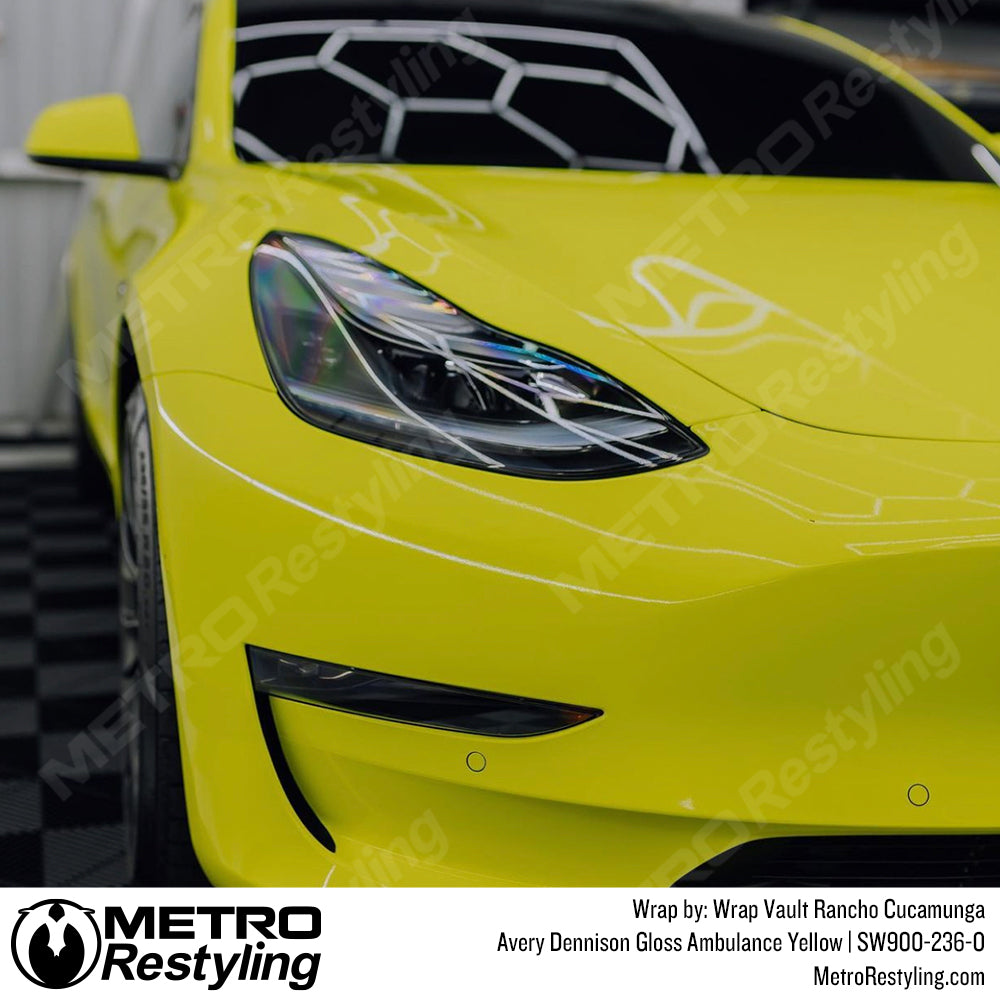 Yellow Tesla Vinyl Wrap