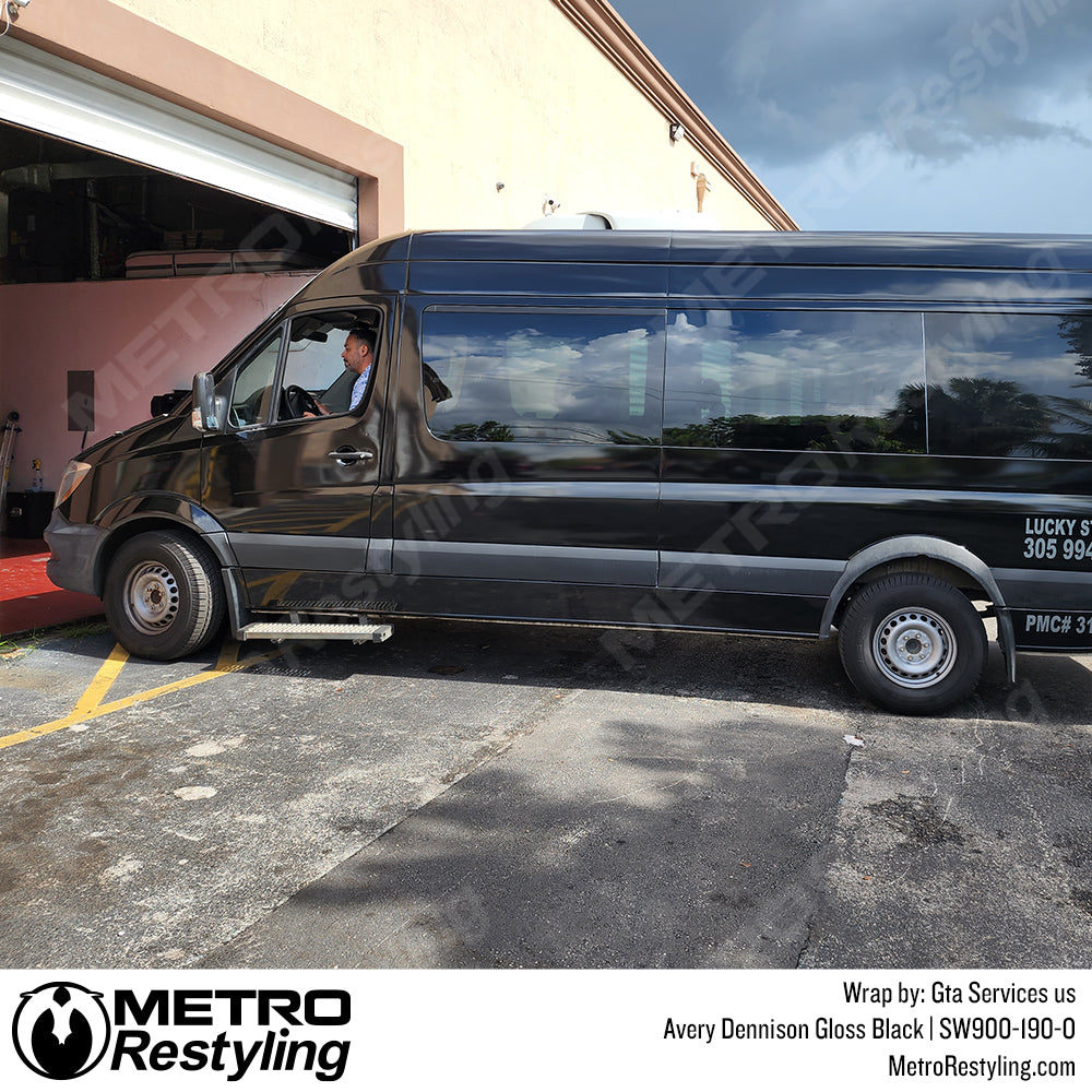 Gloss Black Mercedes Van Wrap