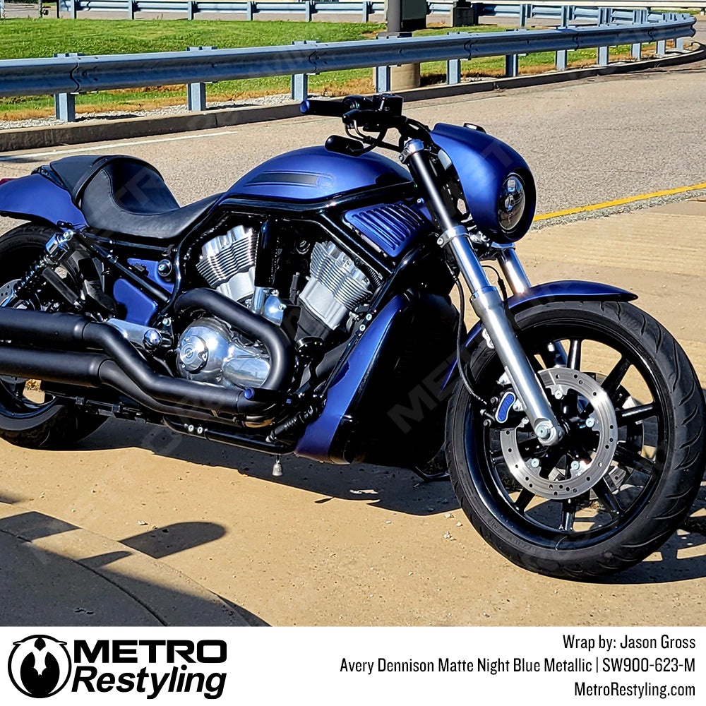 Matte Night Blue Motorcycle Wrap