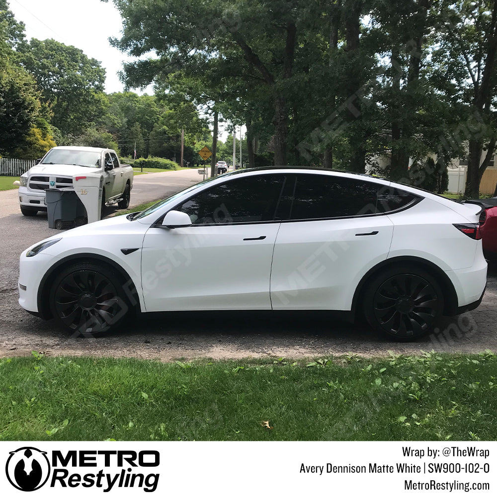 White Tesla Wrapped