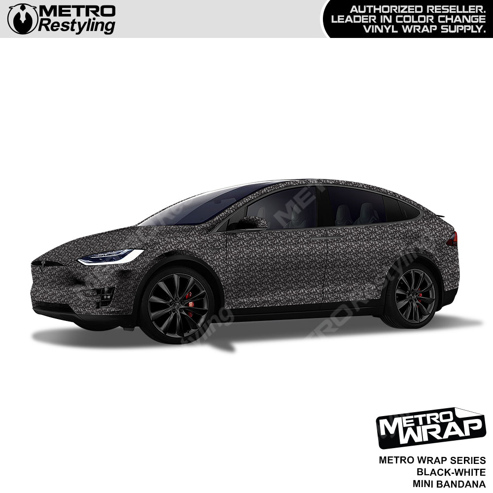 Mini Bandana Black White Car Wrap