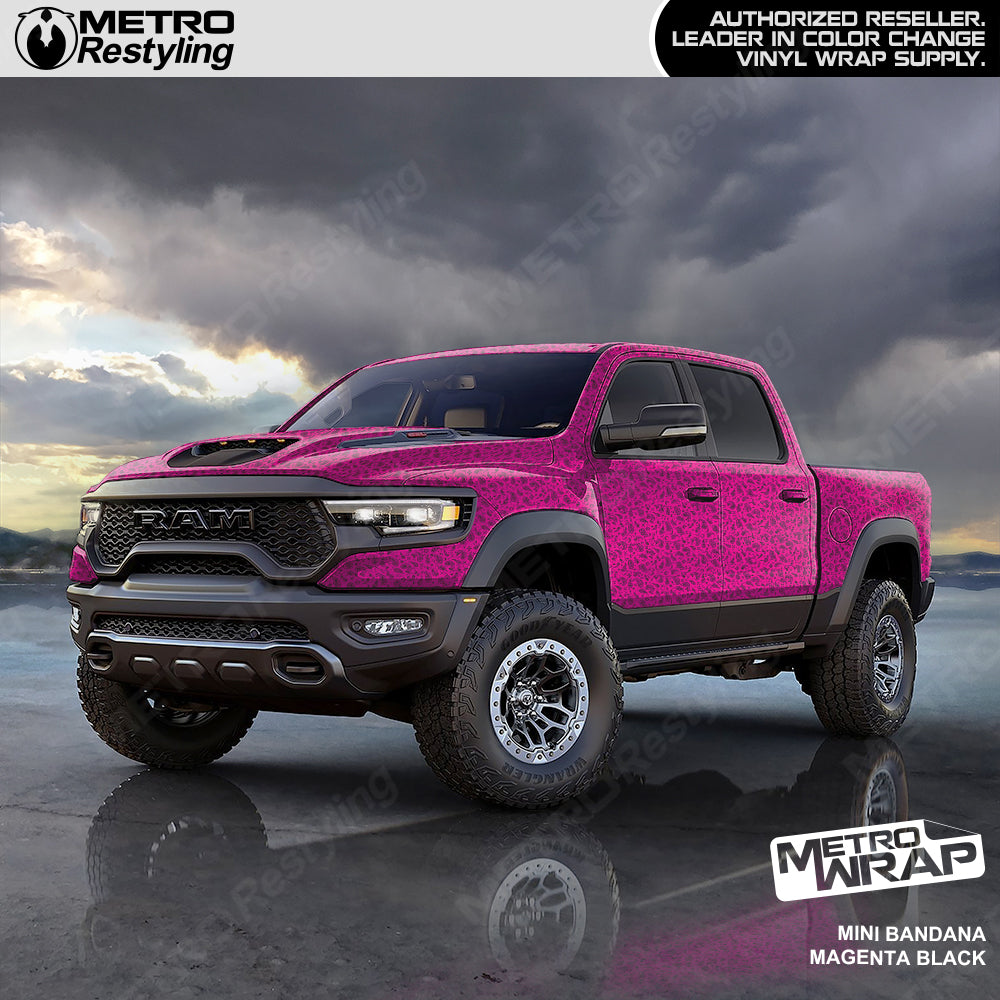 magenta and black bandana truck vinyl wrap