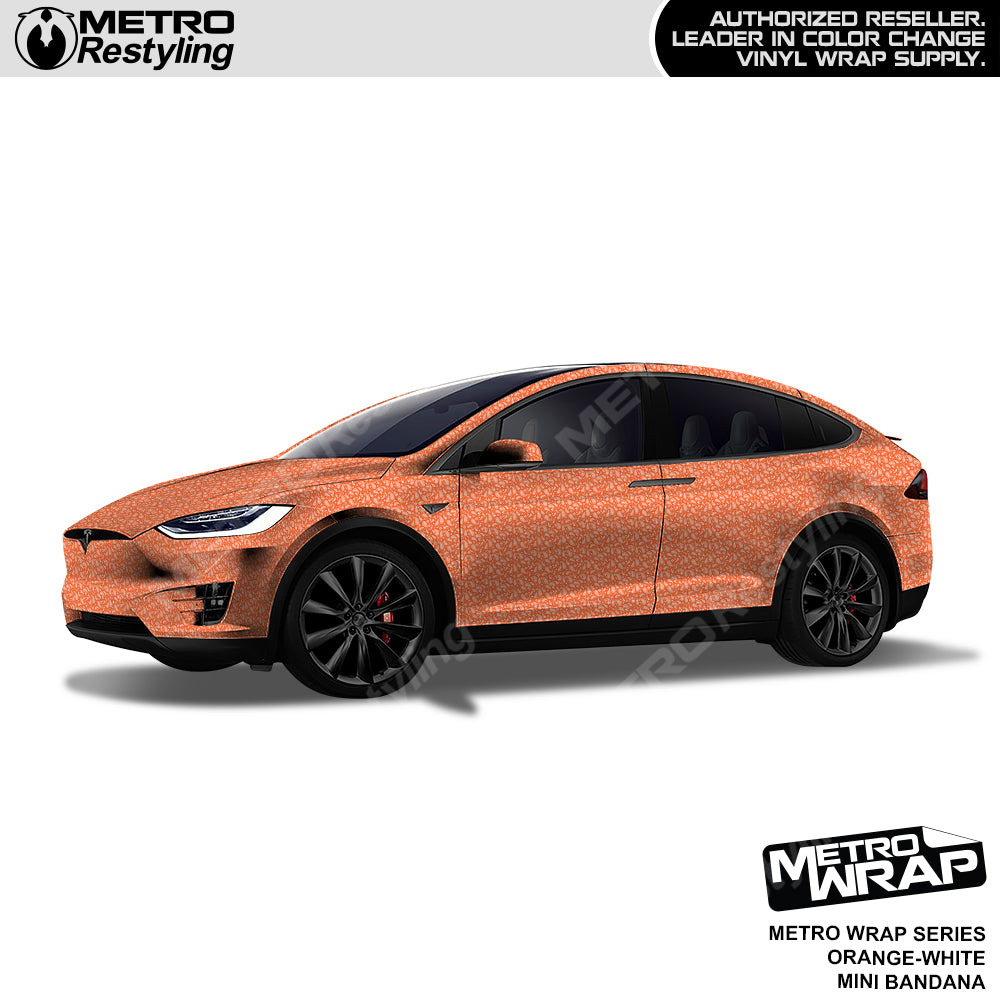 Mini Bandana Orange White Car Wrap
