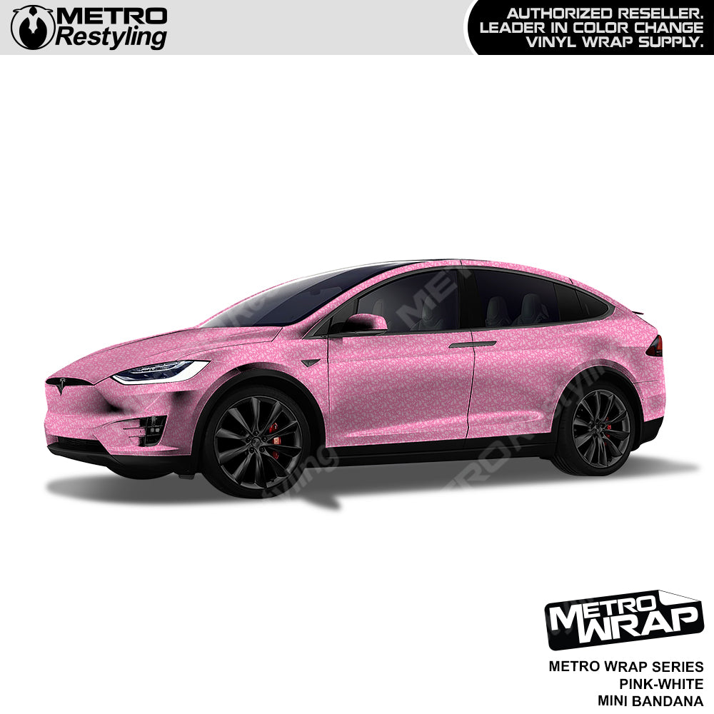 Mini Bandana Pink White Car Wrap