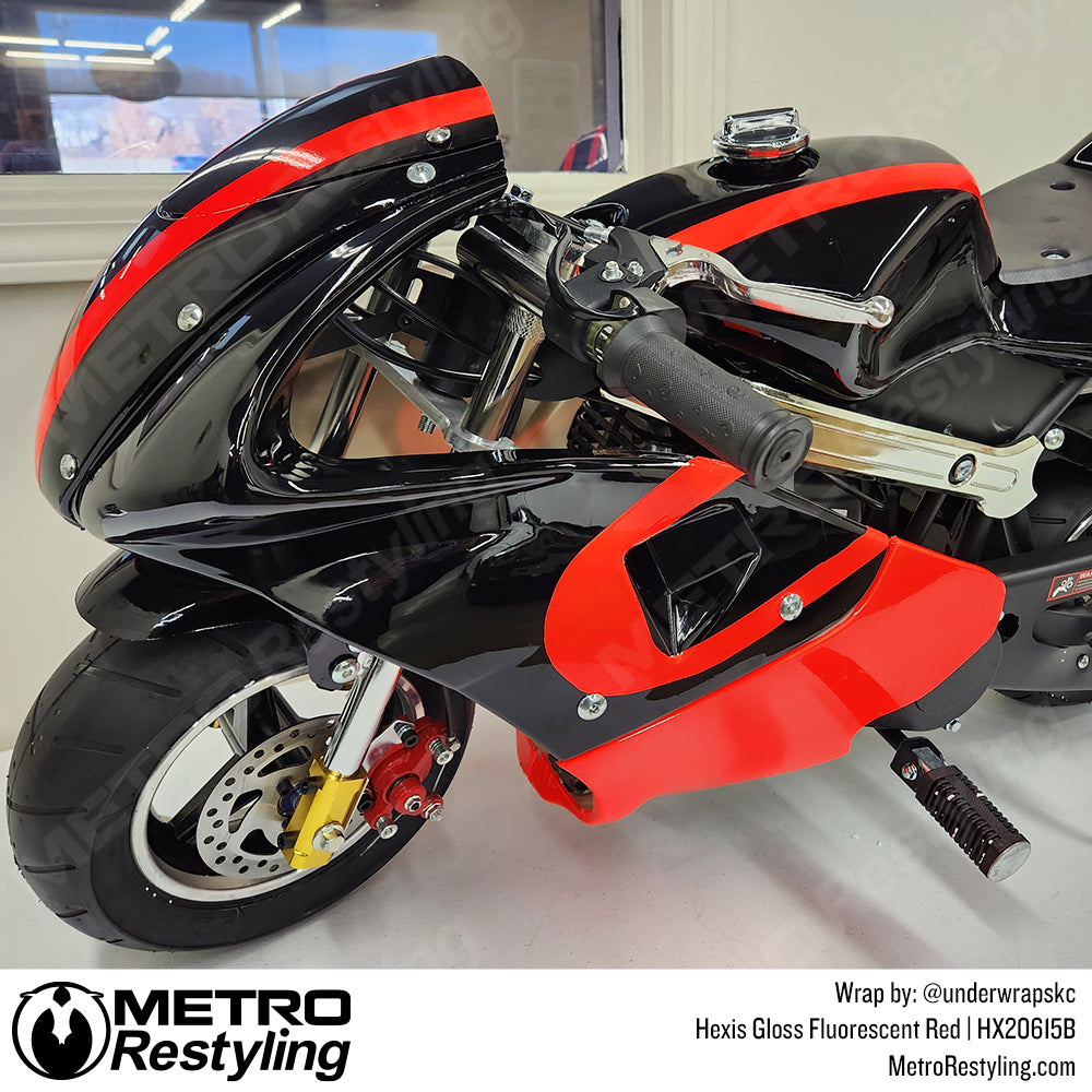 neon red motorcycle wrap