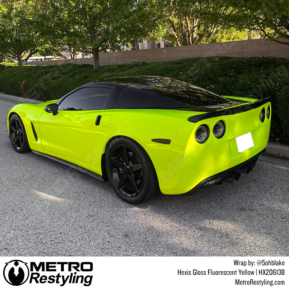 Bright Yellow Neon Corvette Wrap