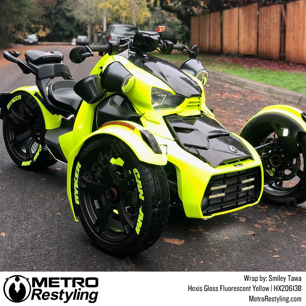 neon yellow motorcycle wrap
