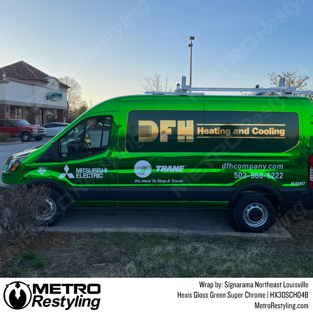 ford transit chrome green wrap