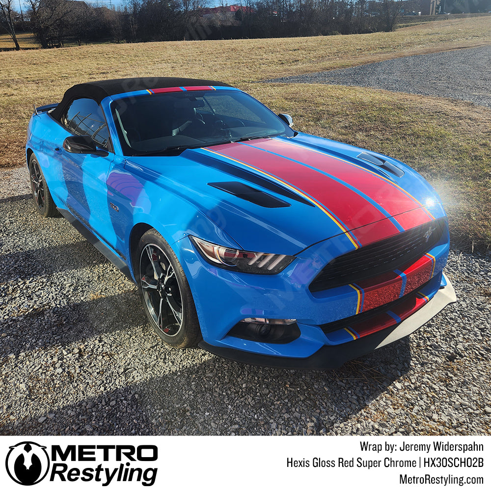 Red Super Chrome Mustang Stripes Wraps