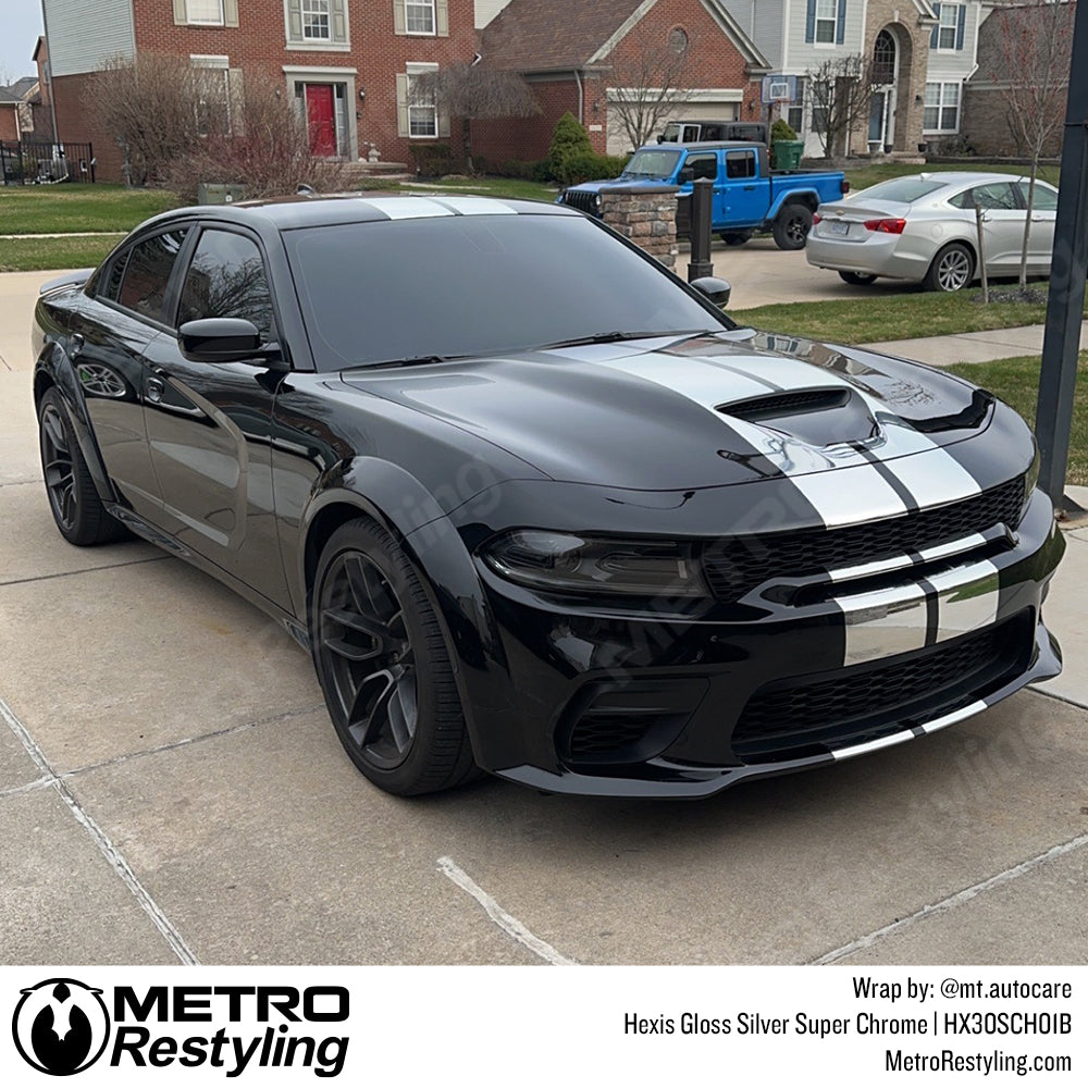 silver super chrome dodge wrap
