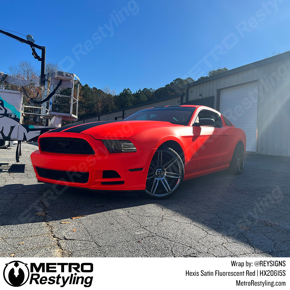 Satin Fluorescent Red Car Wrap