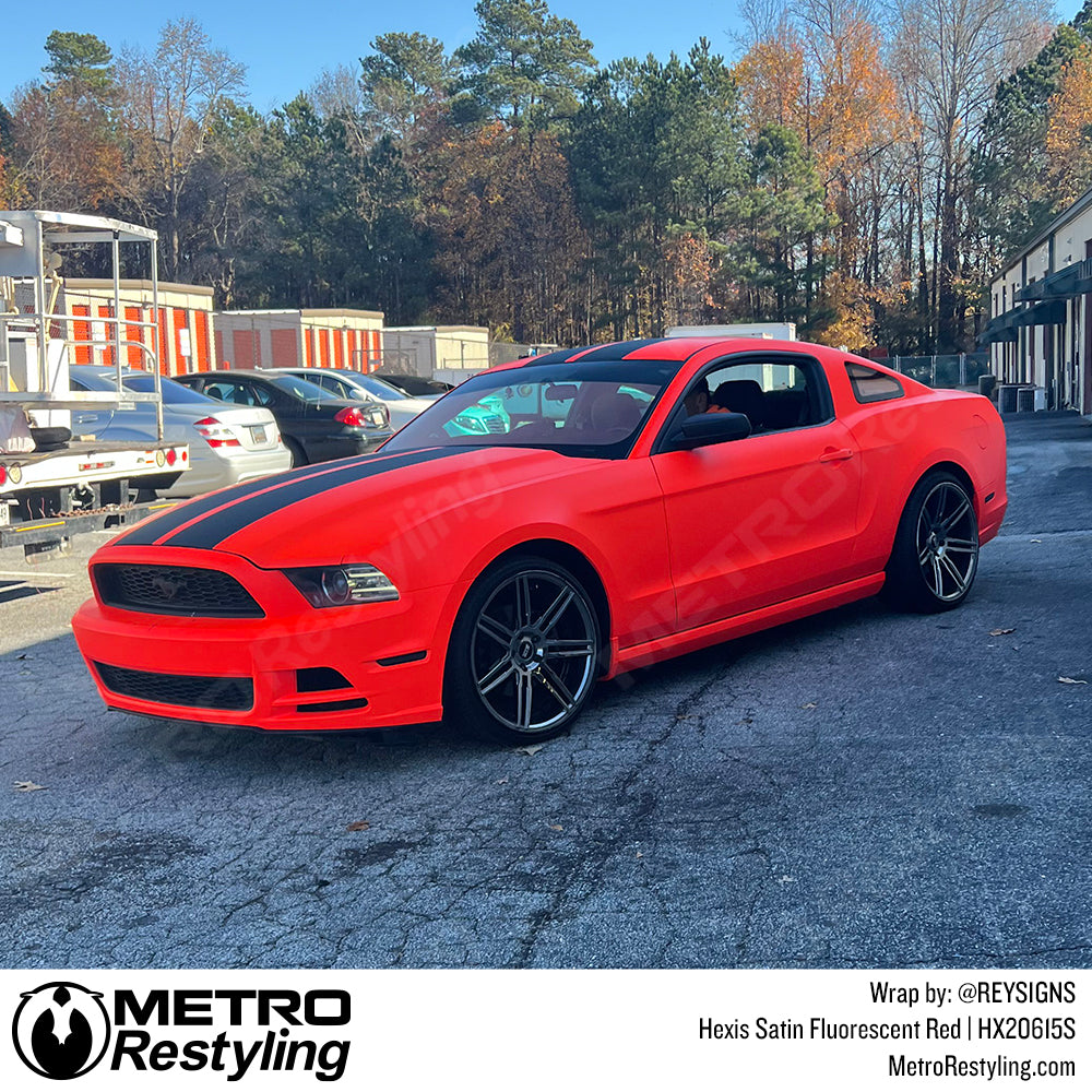 Satin Fluorescent Red Car Wrap