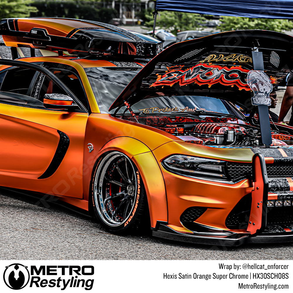Satin Orange Super Chrome Dodge Wrap