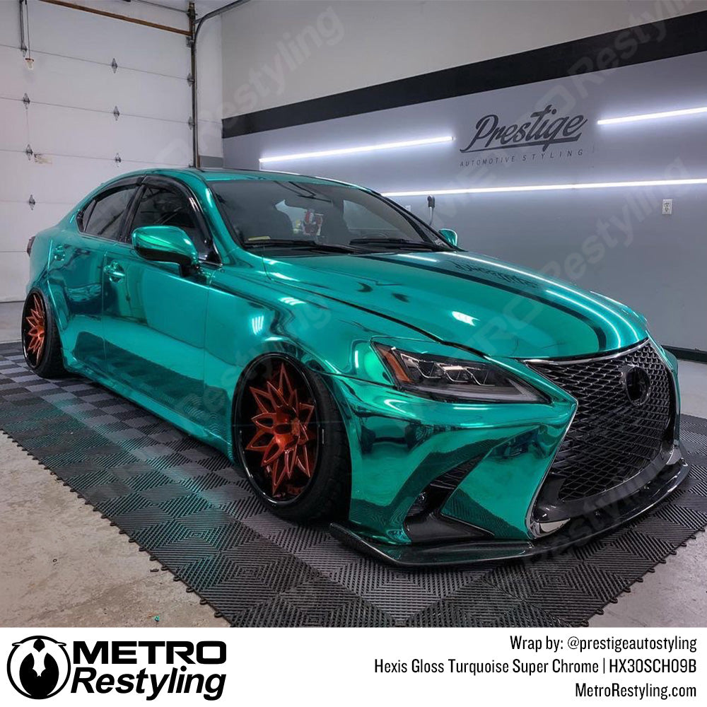 Turquoise Chrome Car Wrap