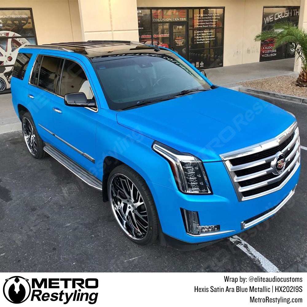 Blue Metallic Truck Wrap