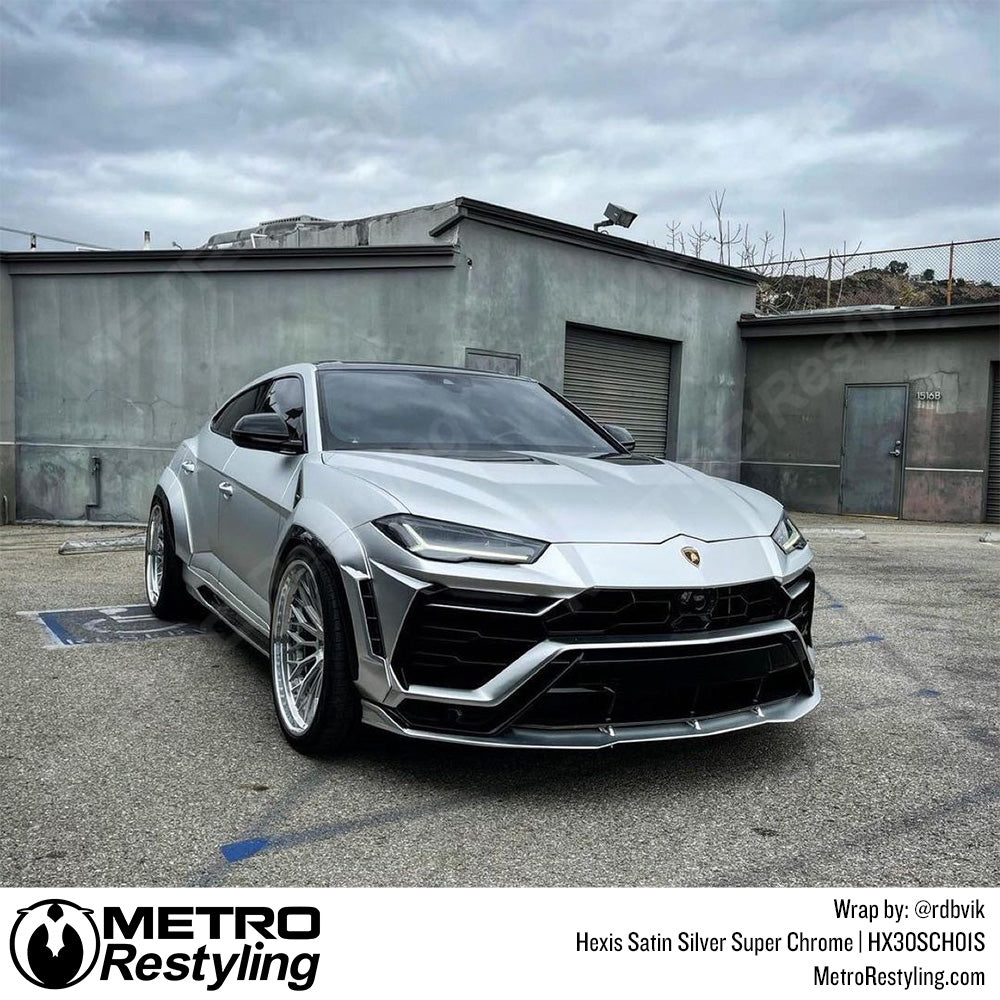 Hexis Satin Silver Super Chrome Vinyl Wrap
