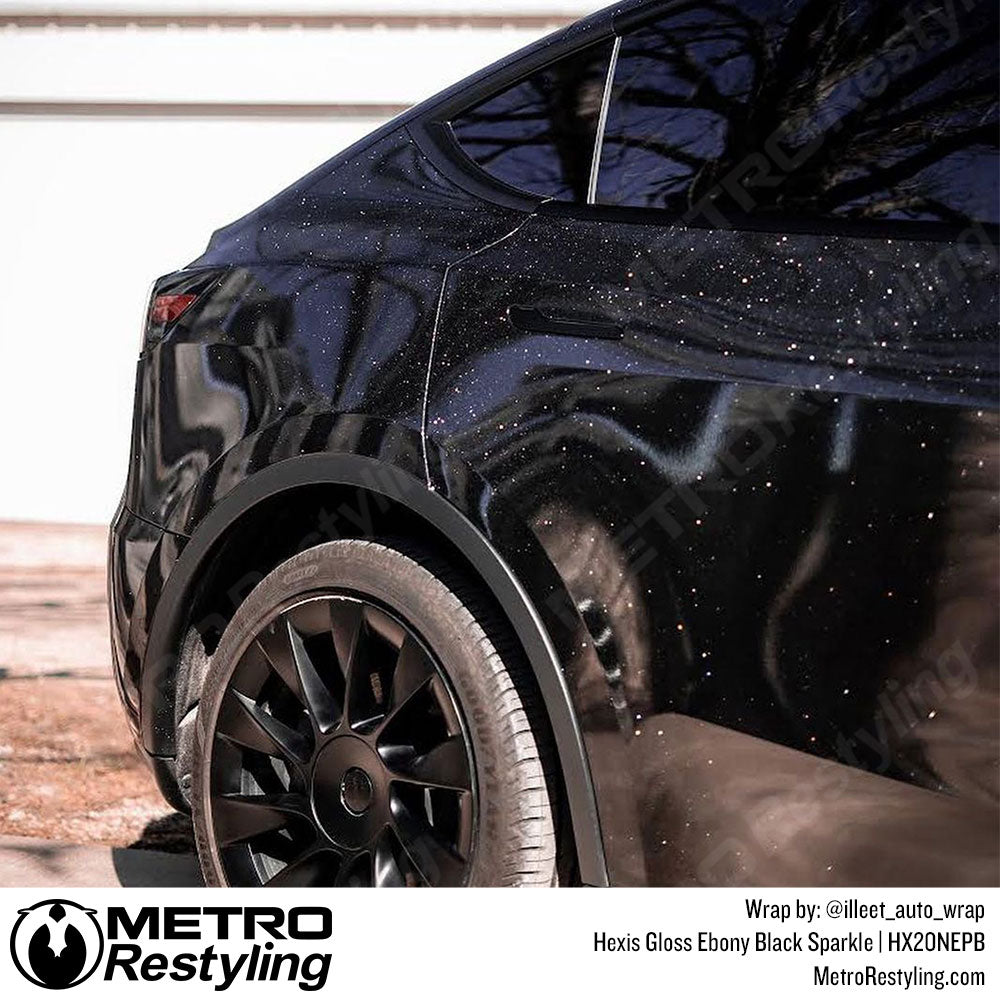 Gloss Black Sparkle Fine Glitter Vinyl Wrap
