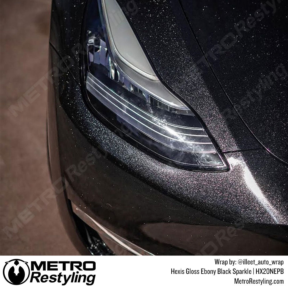 Gloss Black Sparkle Fine Glitter Vinyl Wrap