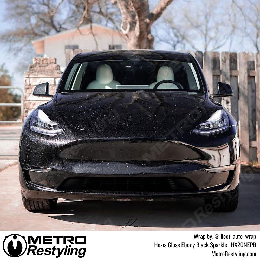 Gloss Black Sparkle Fine Glitter Vinyl Wrap
