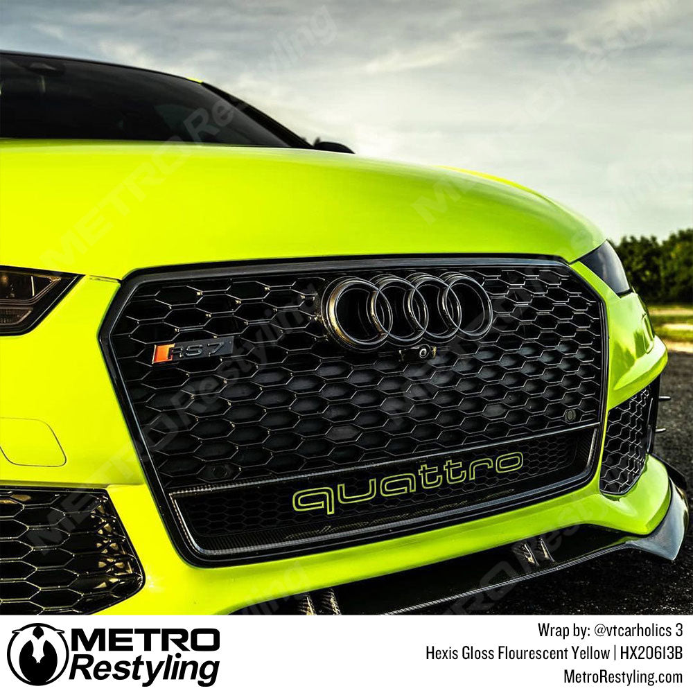 Glossy Neon Yellow Audi wrap