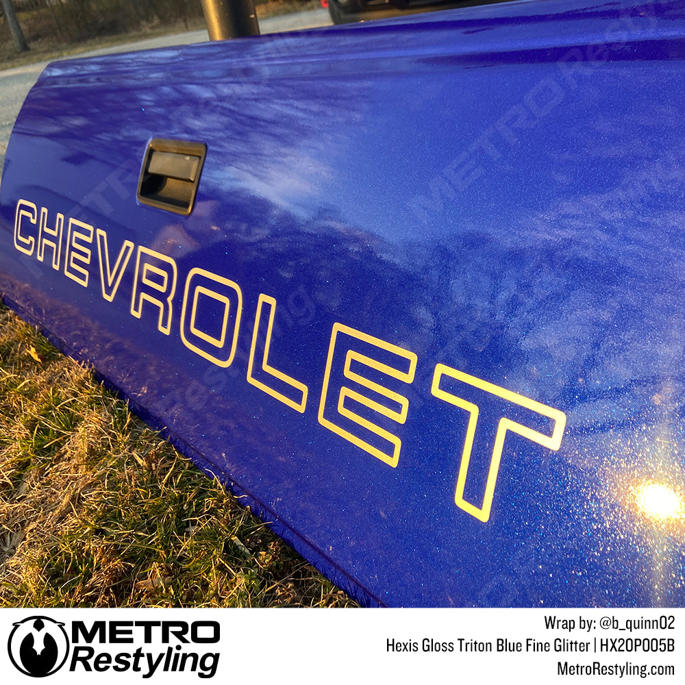 Hexis Gloss Triton Blue Fine Glitter Vinyl Wrap | HX20P005B