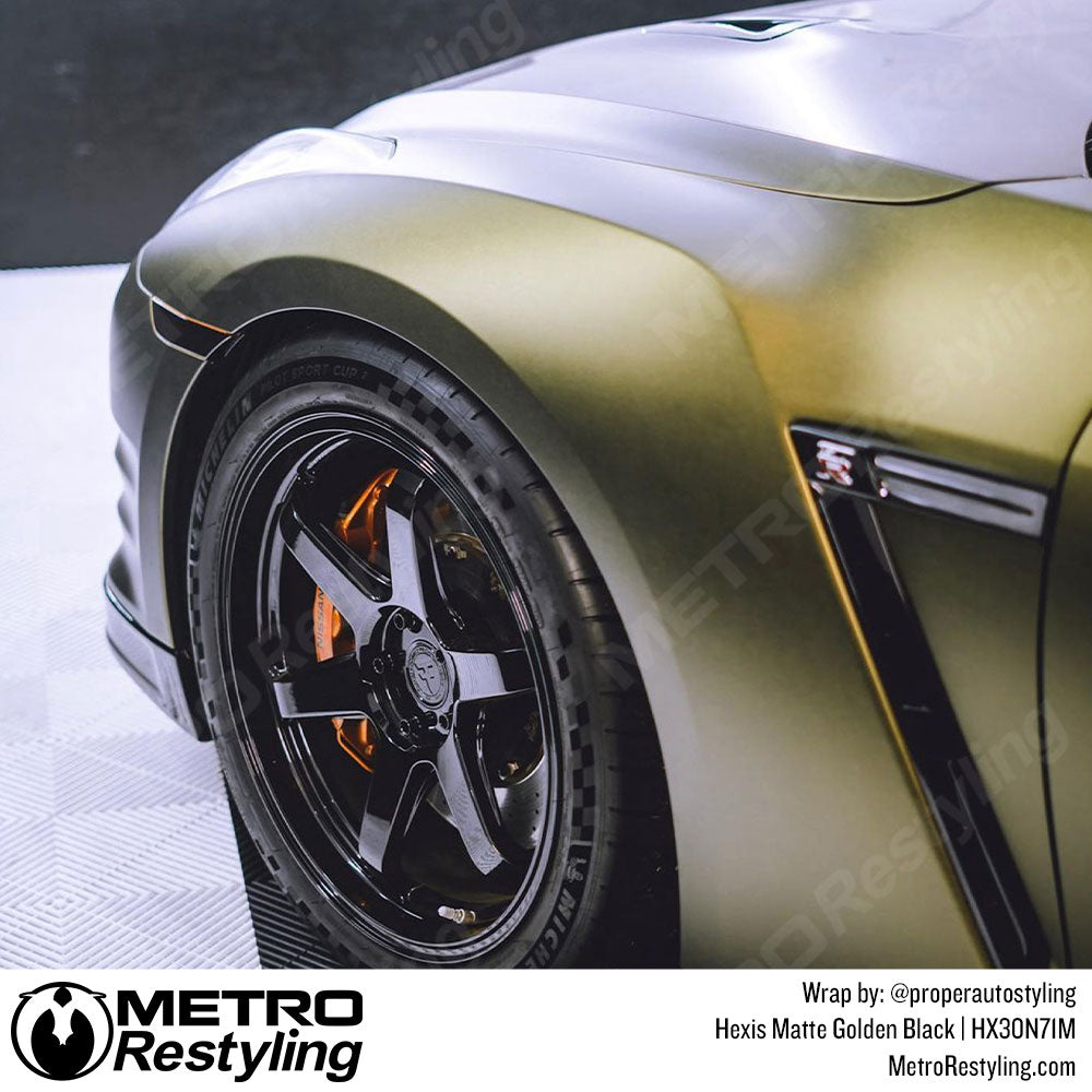 Matte Golden Black Vinyl Wrap