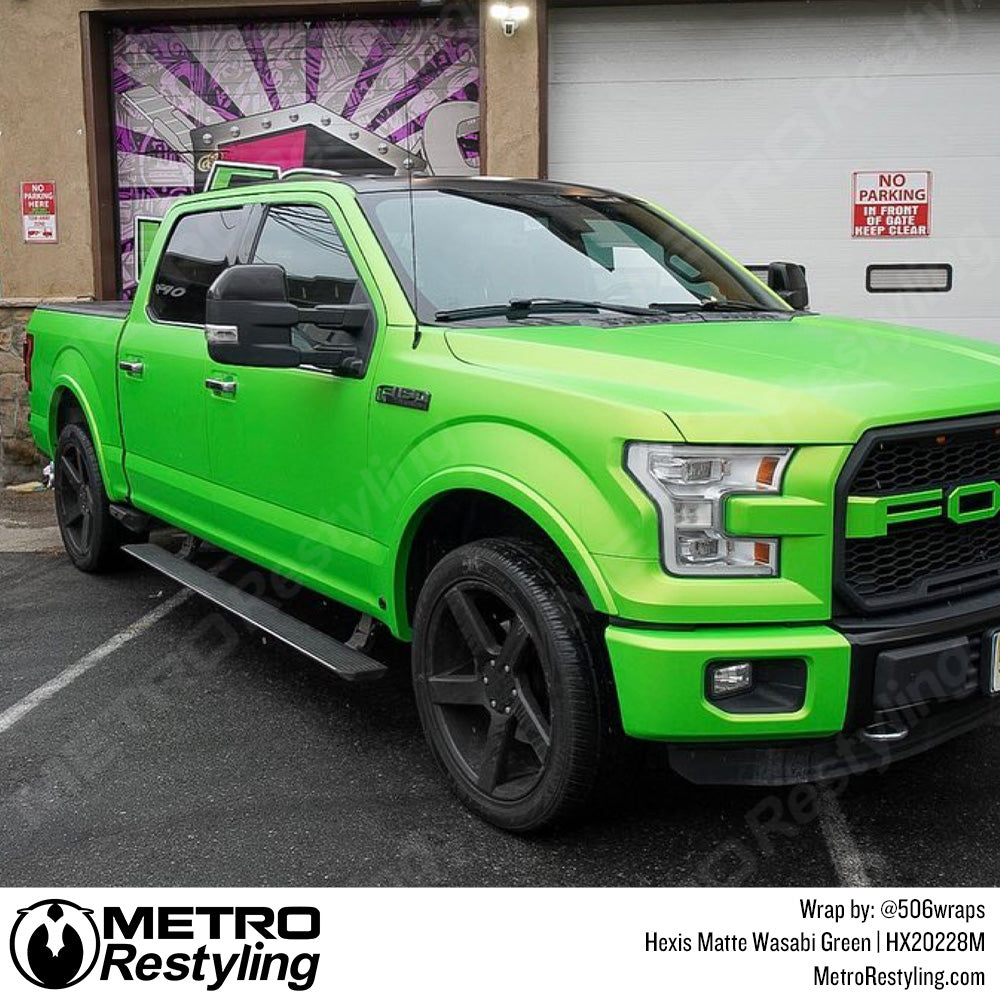Matte Wasabi Green Vinyl Wrap Ford Truck